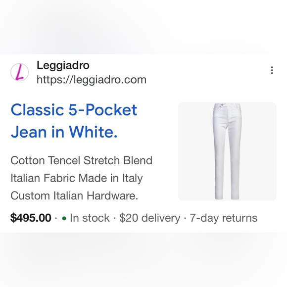 Leggiadro Women's White Straight Leg Jeans, Size 4 - Picture 7 of 7